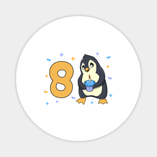 I am 8 with penguin - kids birthday 8 years old Magnet